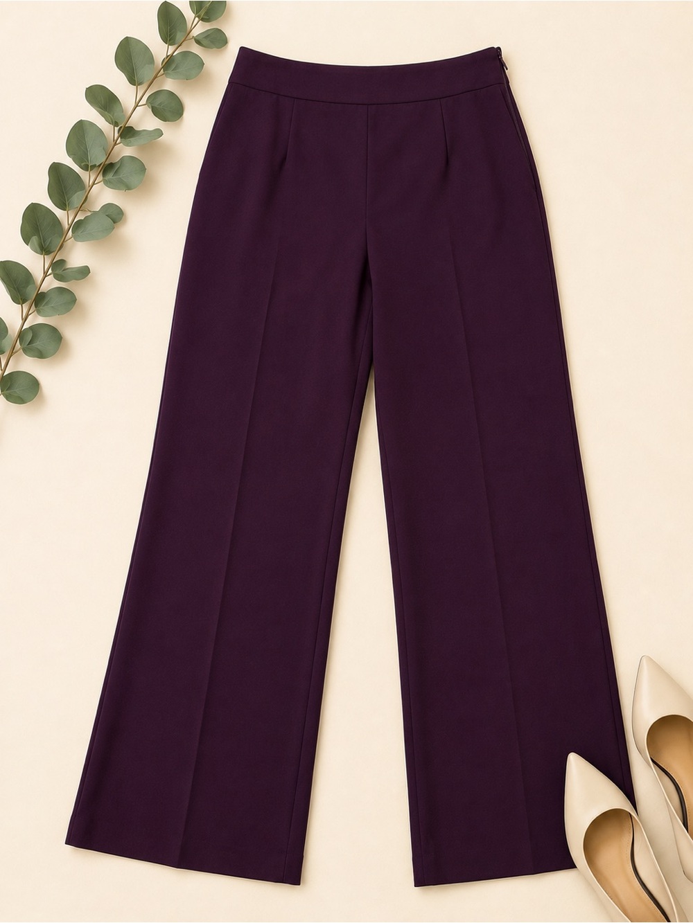 Peck & Peck Plum Purple Side Zip Dress Pants Size 10 Stretch